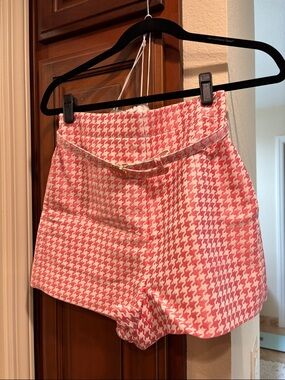 Dior Pink Houndstooth High-Rise Shorts